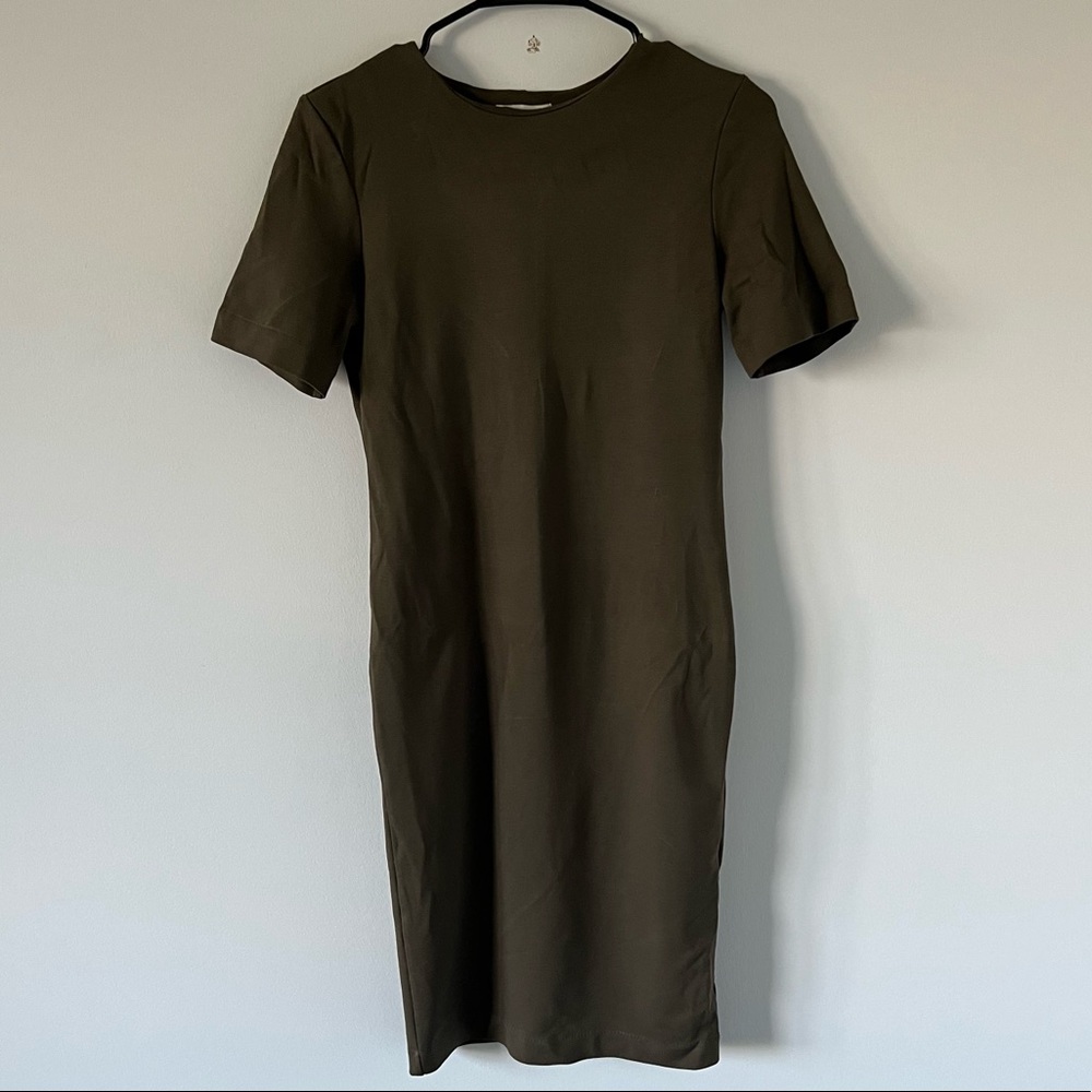 H&M Basics Olive Fitted T-Shirt Dress